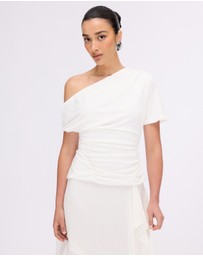 Minima Esenciales - Hayley Off Shoulder Jersey Ruched Top