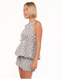 Petal & Pup - Rory Top - Slate Blue Gingham