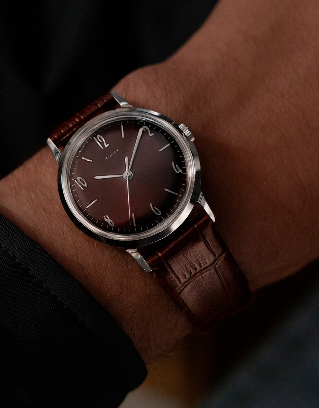 TIMEX - Marlin® Hand Wind 34mm Leather Strap Watch