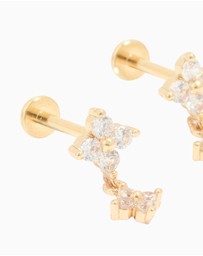 Lovisa - Gold Plated Surgical Steel Cubic Zirconia Flower Flat Back Earrings
