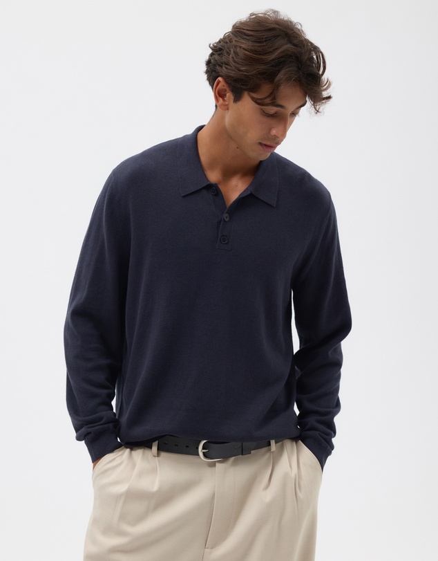AERE - Premium Linen Blend Relaxed Knit Polo