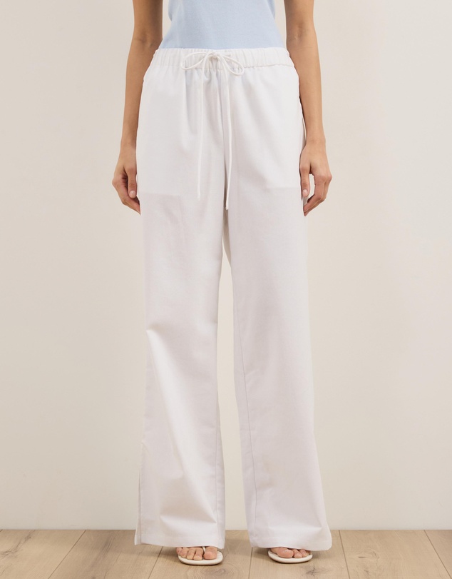 Atmos&Here - Celina Linen Blend Pants With Updated Waistband Detail