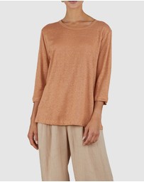 Amelius - Bronte Linen Three Quarter Jersey Top