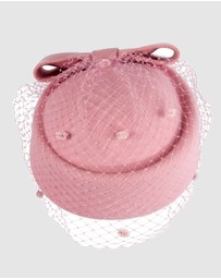 Max Alexander - Felt Pink Pillbox Hat With Veil