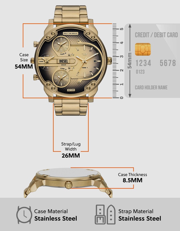 Diesel - Mr. Daddy Slim Gold Tone Analogue Watch