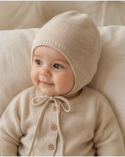 SILK MAGNOLIA - 100% Cashmere Baby Bonnet