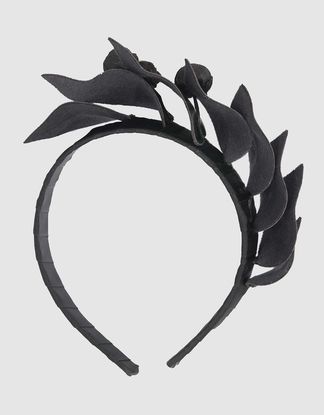 Max Alexander - Black Leather Flowers Headband