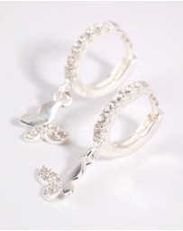 Lovisa - Sterling Silver Diamante Butterfly Huggie Earrings