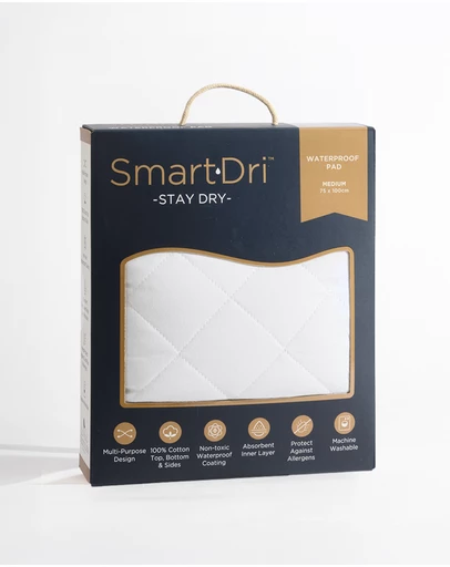 Living Textiles - Smart-Dri Waterproof Mattress Pad - White (Medium)