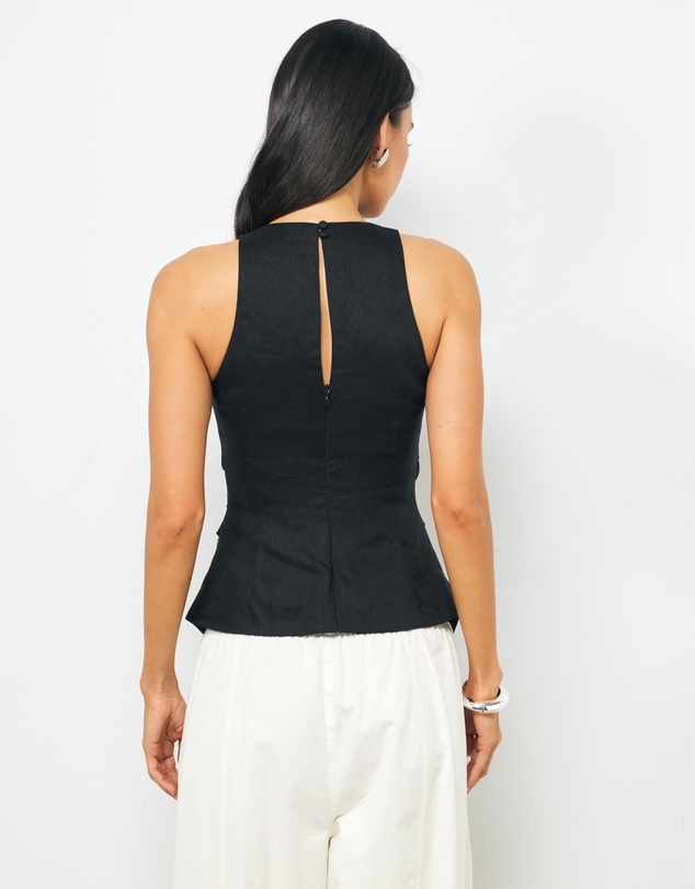 AERE - Frankie Linen Asymmetrical Hem Top