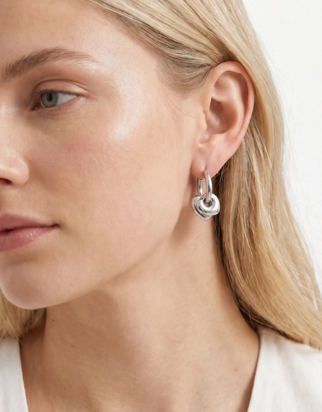 Miz Casa and Co - Double Heart Huggie Earrings