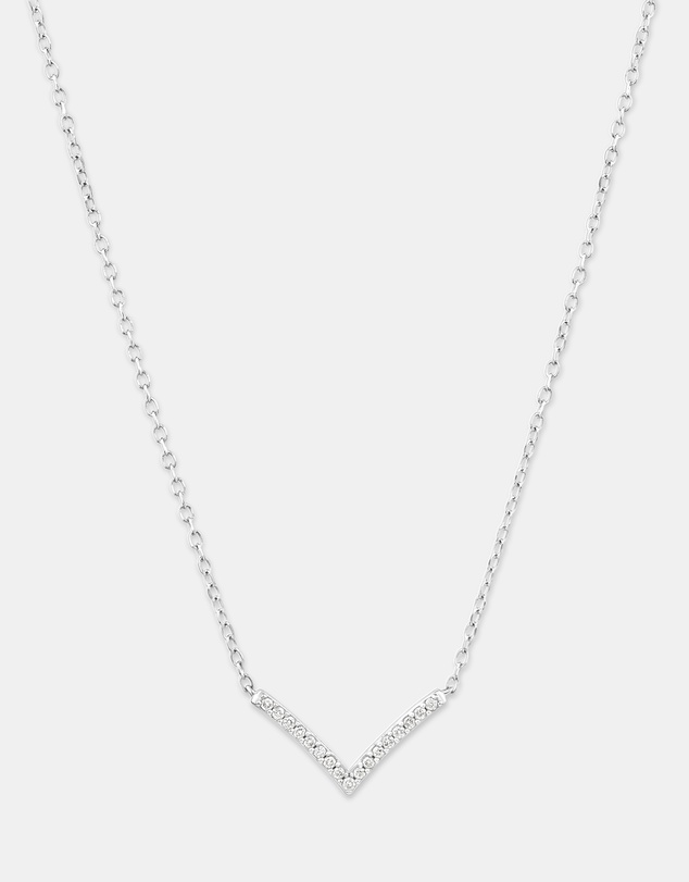 Michael Hill - Chevron Necklace with 0.05 Carat TW Diamonds in Sterling Silver
