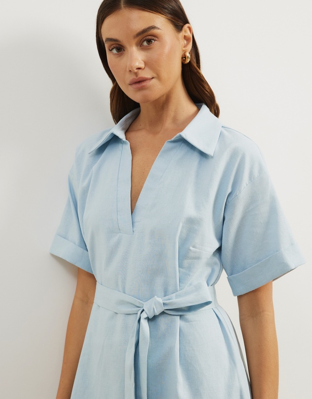 Atmos&Here - Britt Linen Blend Belted Mini Dress