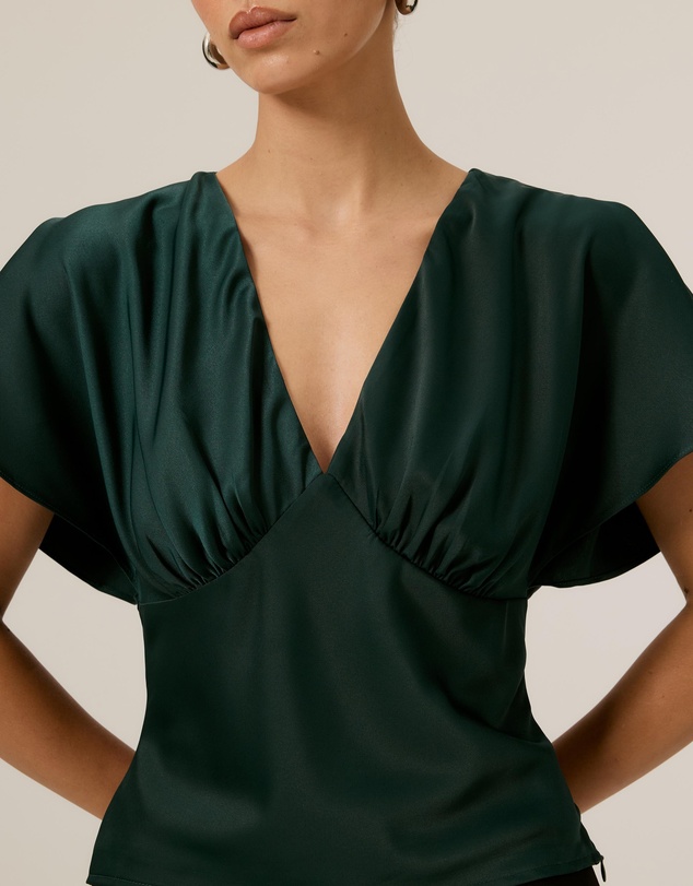 Tussah - Genevieve Flutter Sleeve Satin Top
