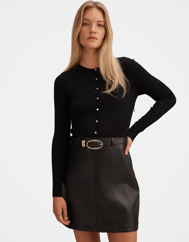 Forever New - Palmer Vegan Leather Mixed Mini Dress