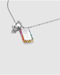 Philipp Plein - PLEIN CRYSTAL TAG Stainless Steel Rainbow Crystals Long Necklace