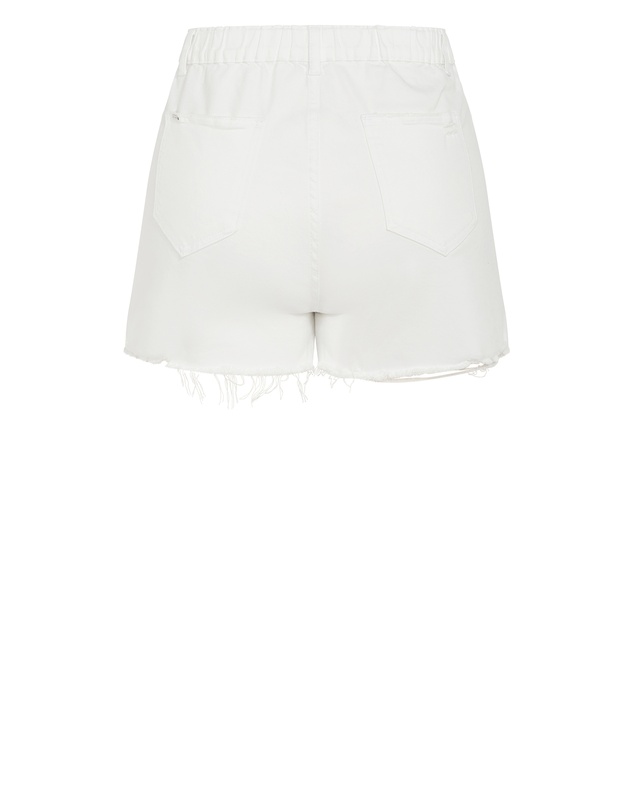 City Chic - Plus size Shannah Denim Rip Short - ivory