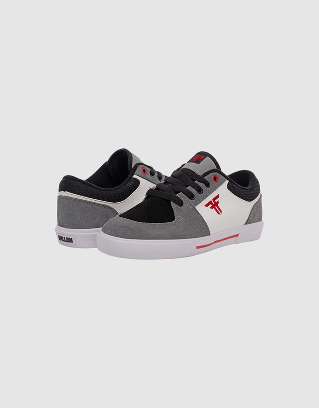 Fallen Footwear - Fallen Footwear Patriot Kids Suede/PU Skate Sneaker GRY/WHT/RED