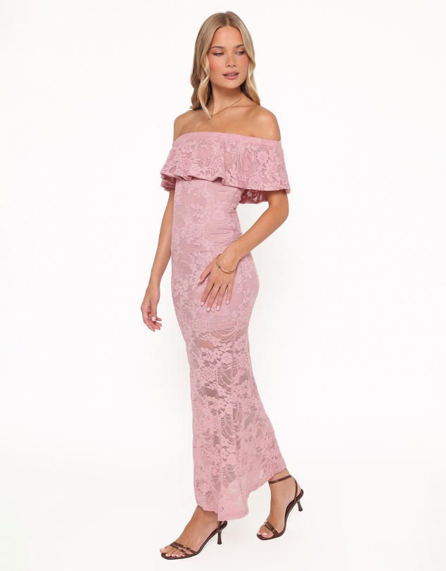 Petal & Pup - Mirelle Off Shoulder Lace Maxi Dress - Pink