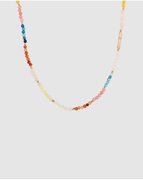Elli Jewelry - Necklace Agate Beaded Summer 925 Sterling Silver Gold-Plated