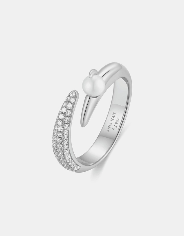 Ania Haie - Silver Sparkle Pearl Crossover Adjustable Ring