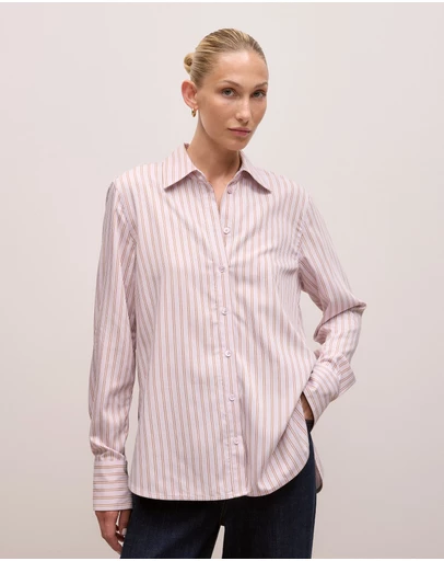 Trenery - Double Stripe Long Sleeve Shirt in Lilac