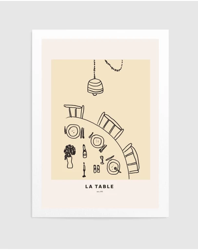 Olive et Oriel - LA Table by Treechild Art Print