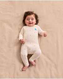 Love to Dream - Side Zip Romper Bamboo Cream Lemons