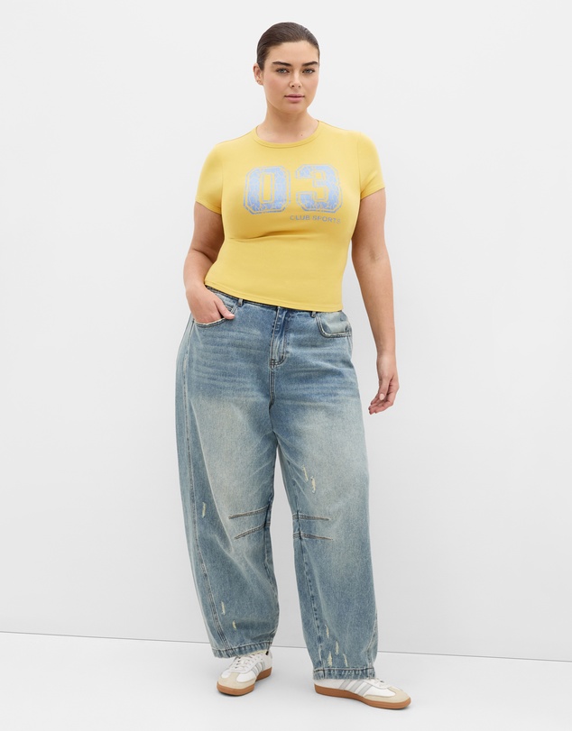 City Chic - Plus size Micro Game Day Print Tee - yellow
