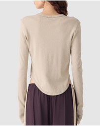 Bassike - Scoop Hem Placket T-Shirt