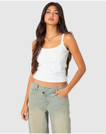EDIKTED - Emilia ribbed bow tank top
