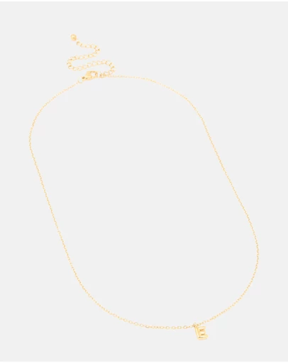 Lovisa - Waterproof Gold Plated Stainless Steel Mini Bubble Letter E Necklace