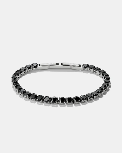 THOMAS SABO - Stainless Steel Tennis Bracelet with Black Zirconia