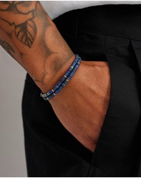 Nialaya Jewellery - Blue Lapis Heishi Wrap Bracelet with Gold Lock