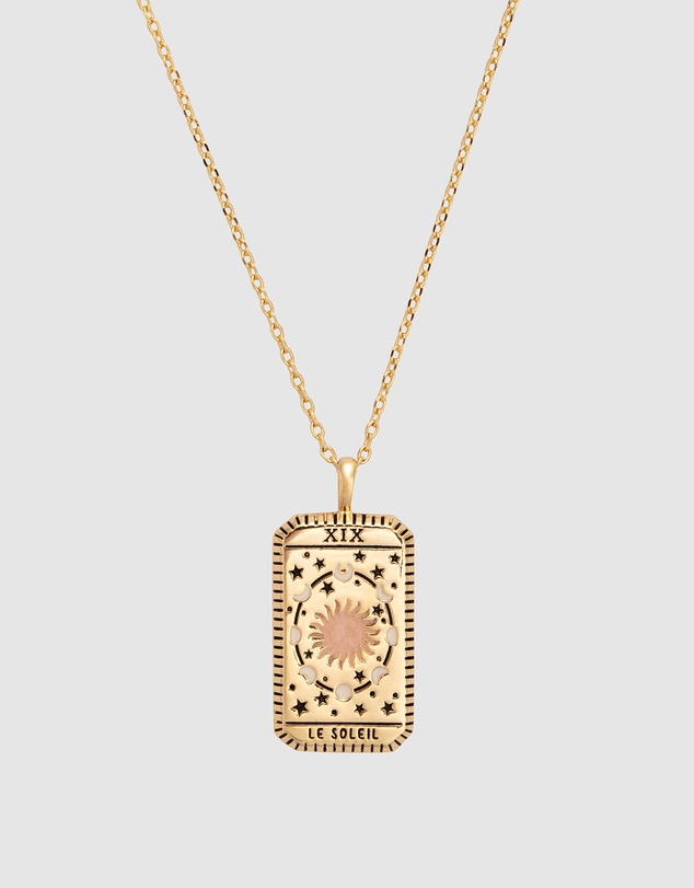 Wanderlust + Co - Le Soleil Gold Tarot Necklace