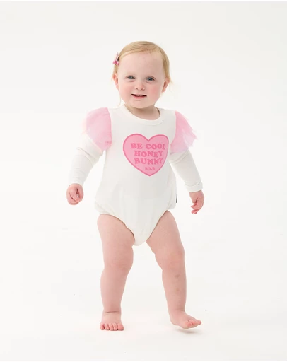 Rock Your Baby - Be Cool Hunny Bunny Long Sleeve Frill Bubble Bodysuit