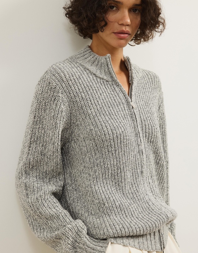 Atmos&Here - Mika Mottled Chunky Knit Zip Jumper