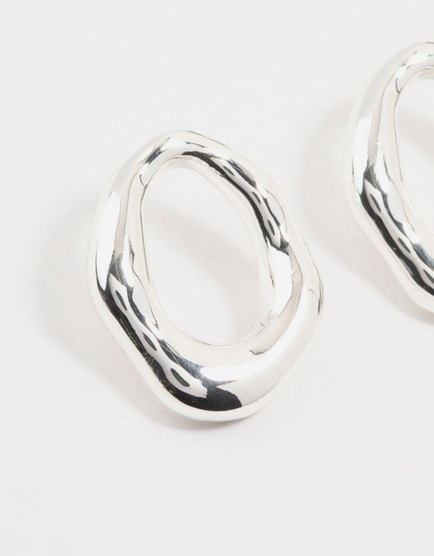Lovisa - Silver Plated Molten Open Circle Stud Earrings