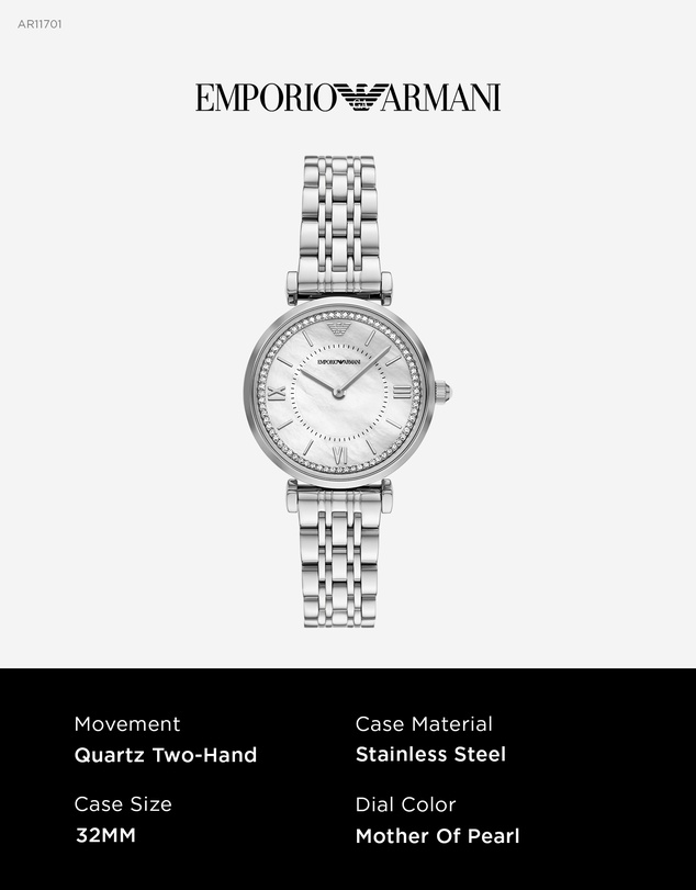 Emporio Armani - Silver Tone Analogue Watch