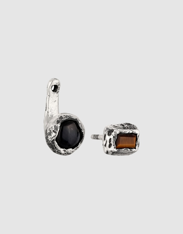 Haze & Glory - ICONIC EXCLUSIVE - Two-Stone Curved Ear Jacket in Oxidized Silver