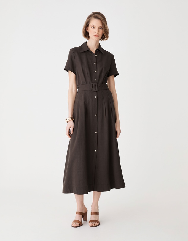 Forcast - Ebony Tencel Cupro Shirt Dress