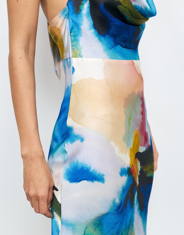 AERE - Anthea Cowl Neck Satin Maxi Dress