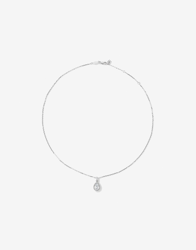 Michael Hill - Pear Cubic Zirconia Halo Pendant Necklace in Sterling Silver
