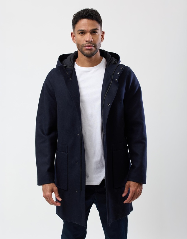 Brooksfield - Hooded Wool Blend Overcoat
