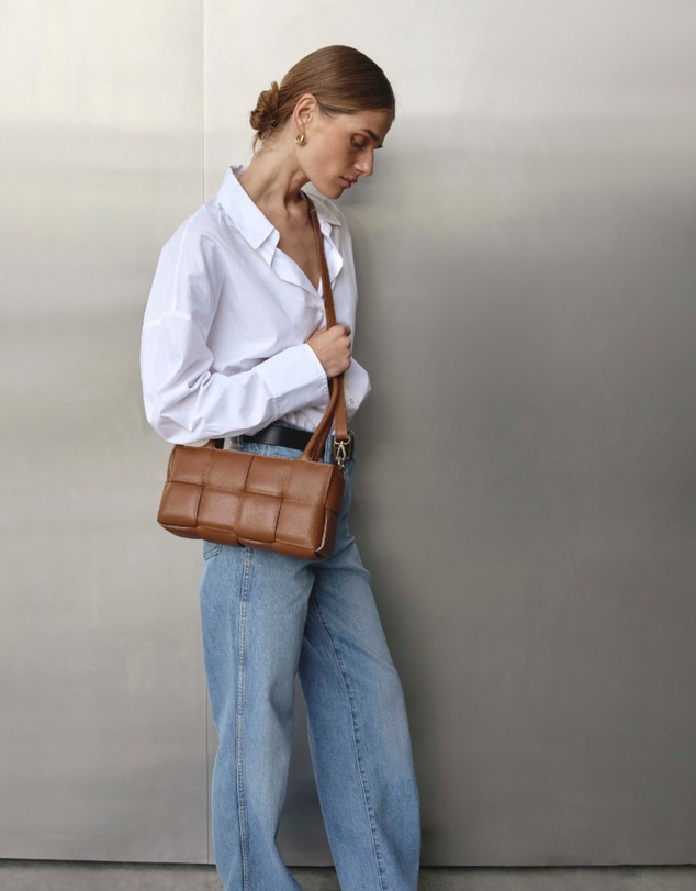 VESTIRSI - Margot Chestnut Woven Baguette