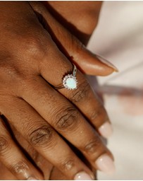 Georgini - Georgini Opal Glow Rozelle White Created Opal Silver Ring