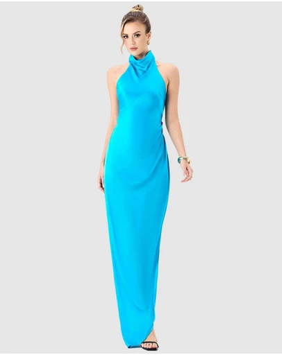 Bariano - Aaliyah High Neck Cowl Gown