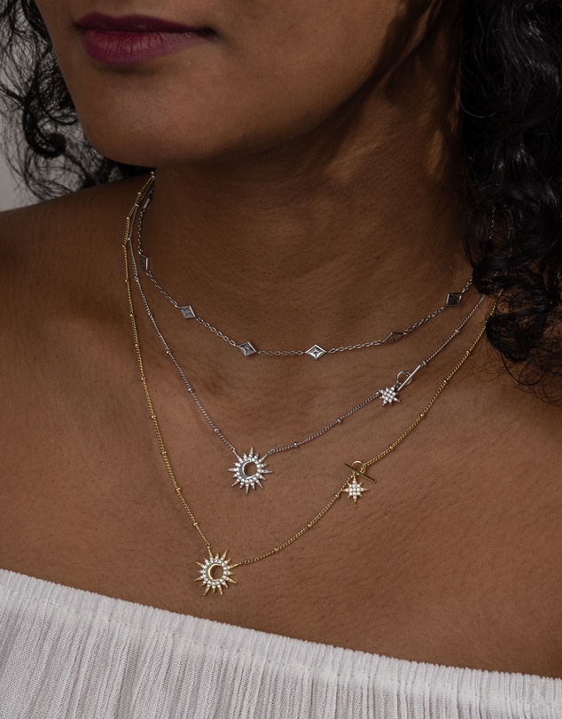Wanderlust + Co - Sunlit Crescent Silver Necklace
