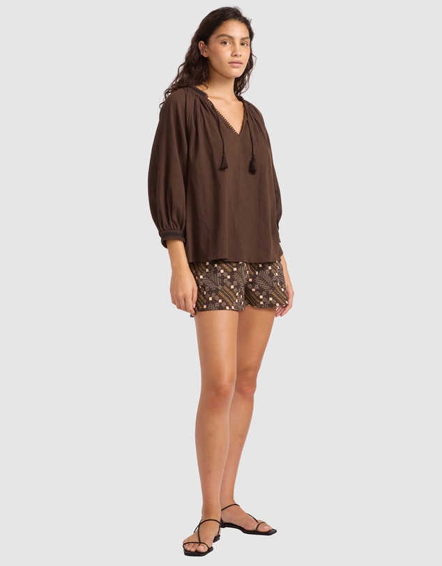 Seafolly - Crinkle Gauze Trim Peasant Blouse