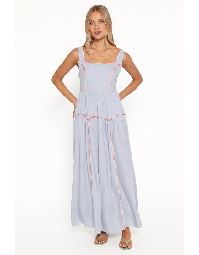 Petal & Pup - Kyla Maxi Dress - Light Blue Linen